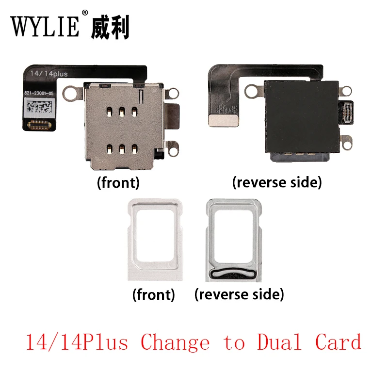 Wylie eSim to Dual Card Flex Ca‮lb‬e for iPhone 14 Pro Max Plus eSim to Single Sim Card Slot Tray No N‮ee‬d Separation Parts