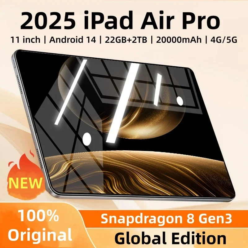 Новинка 2025 года, планшет IPad Air Pro, 11 дюймов, Android 14, 22 ГБ + 2 ТБ, Snapdragon8Gen3, 20000 мАч, 4G/5G, Dual SIM, Bluetooth, Wi-Fi, планшетный ПК
