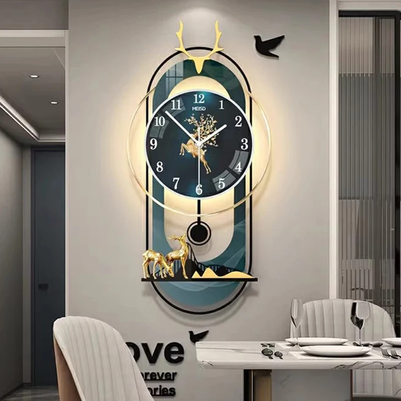 Living Room Wall Clocks Led Art Mural Luxury Mechanism Fashion Wall Watch Modern Design Nordic Reloj De Pared Home Decoration