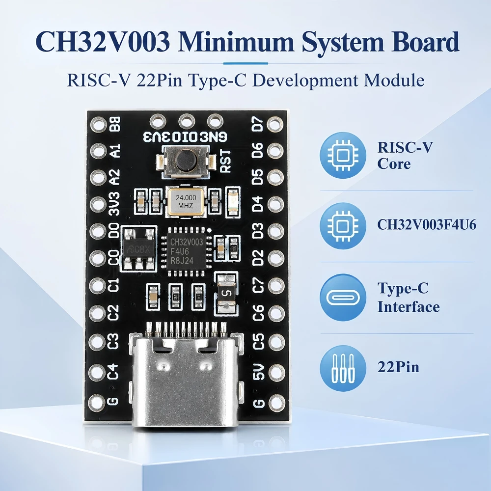 CH32V003 Entwicklung Mindestsystemplatine für Nano RISC-V CH32V003F4U6 Chip 22Pin TYPE-C USB – Detail 1