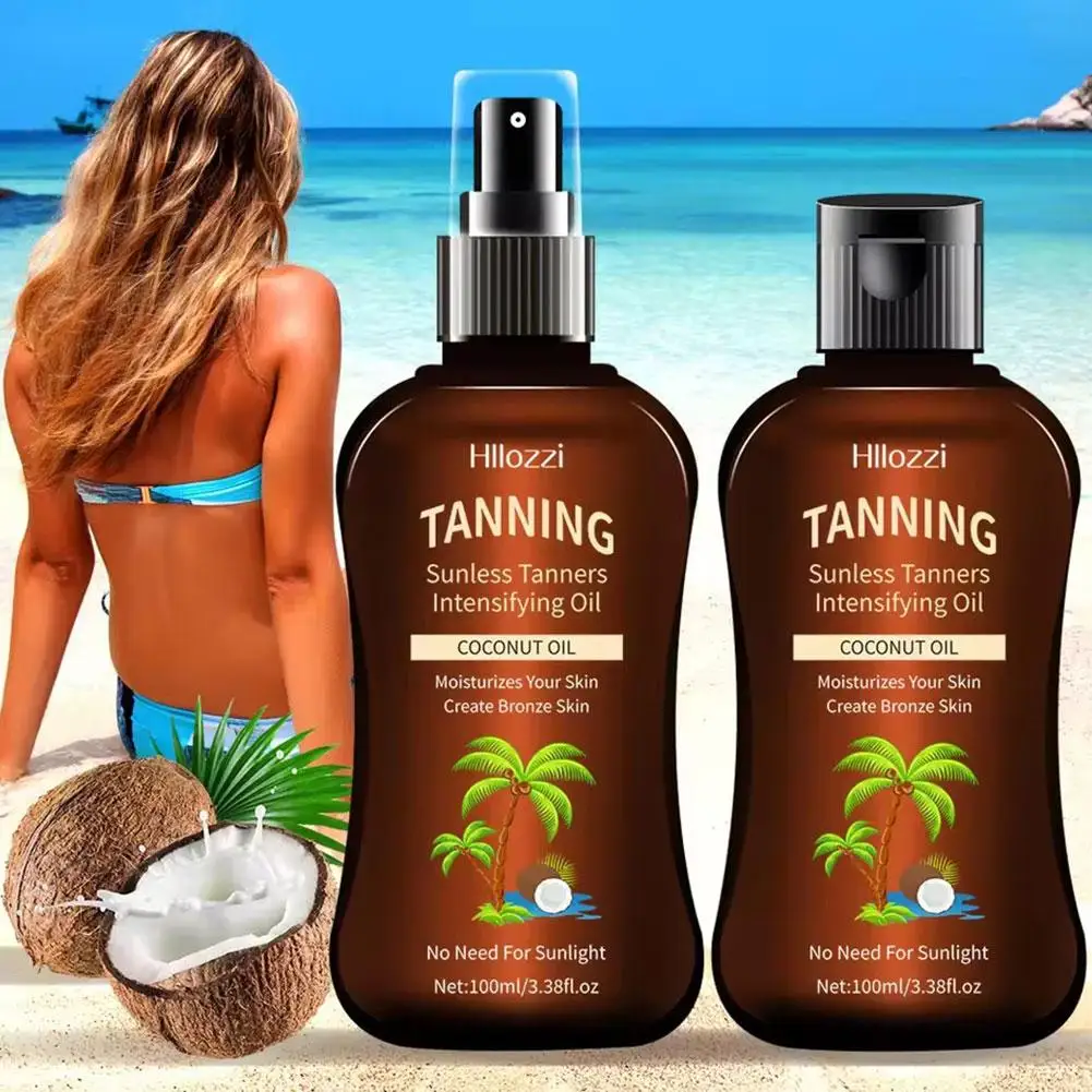 Aceite Intensificador de Bronceado sin Sol Coconut Tanning, Loción Bronceadora para un Brillo Profundo, Crema Bronceadora para Uso en Camas Solares y al Aire Libre