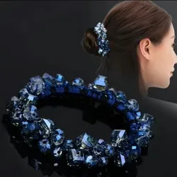 Crystal Pearl Hair Ring Bracelet High Elasticity Scrapchies Updo Horse Tail Rubber Band Scrunchies Woman Moños Mayoreo Niña