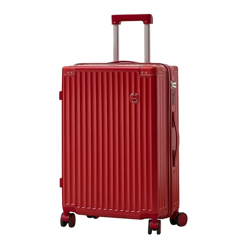 Valise d'embarquement légère rouge unisexe de 20 pouces avec roulette rotative Mini valise à roulettes universelle moderne avec boîte de mot de passe de voyage