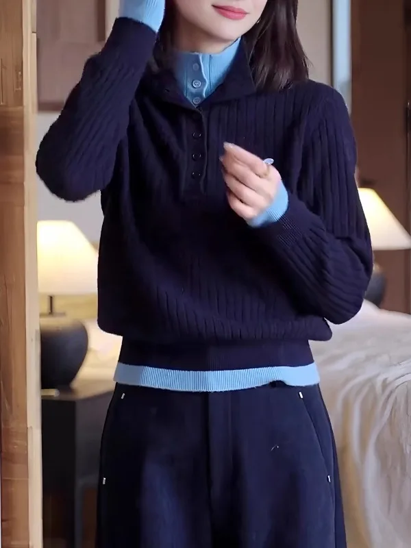 

Women's Knitted Sweater f High Collar Slimming Base Layer Top plus Size Inner Wear Autumn Winter Faion Korean Sle