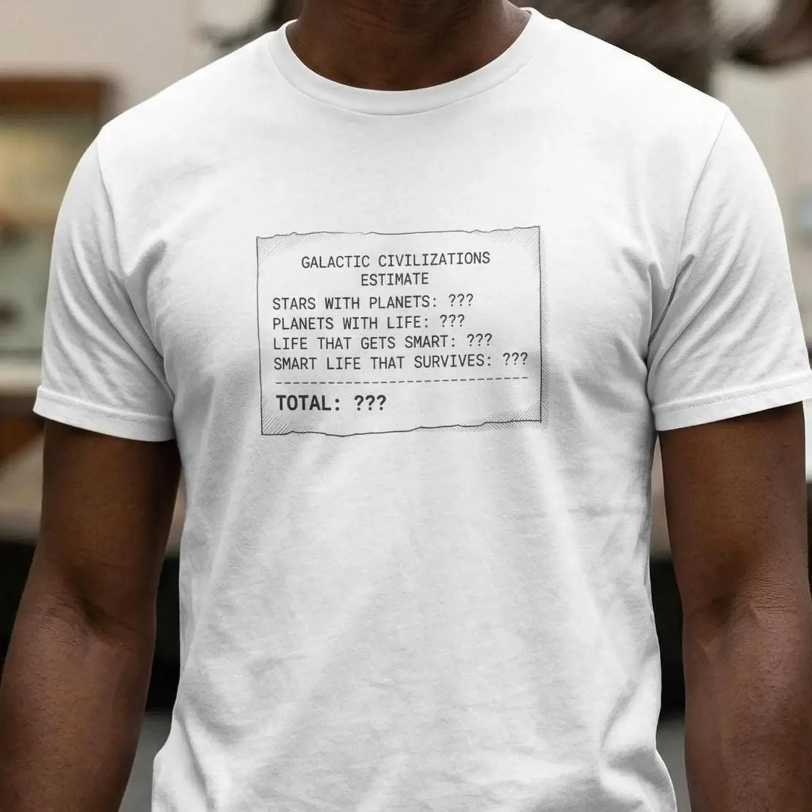 Drake Equation T Shirt SETI Keep Listening Astronomy Space Science White vintage Washed Top For Everyday Wear Unisex