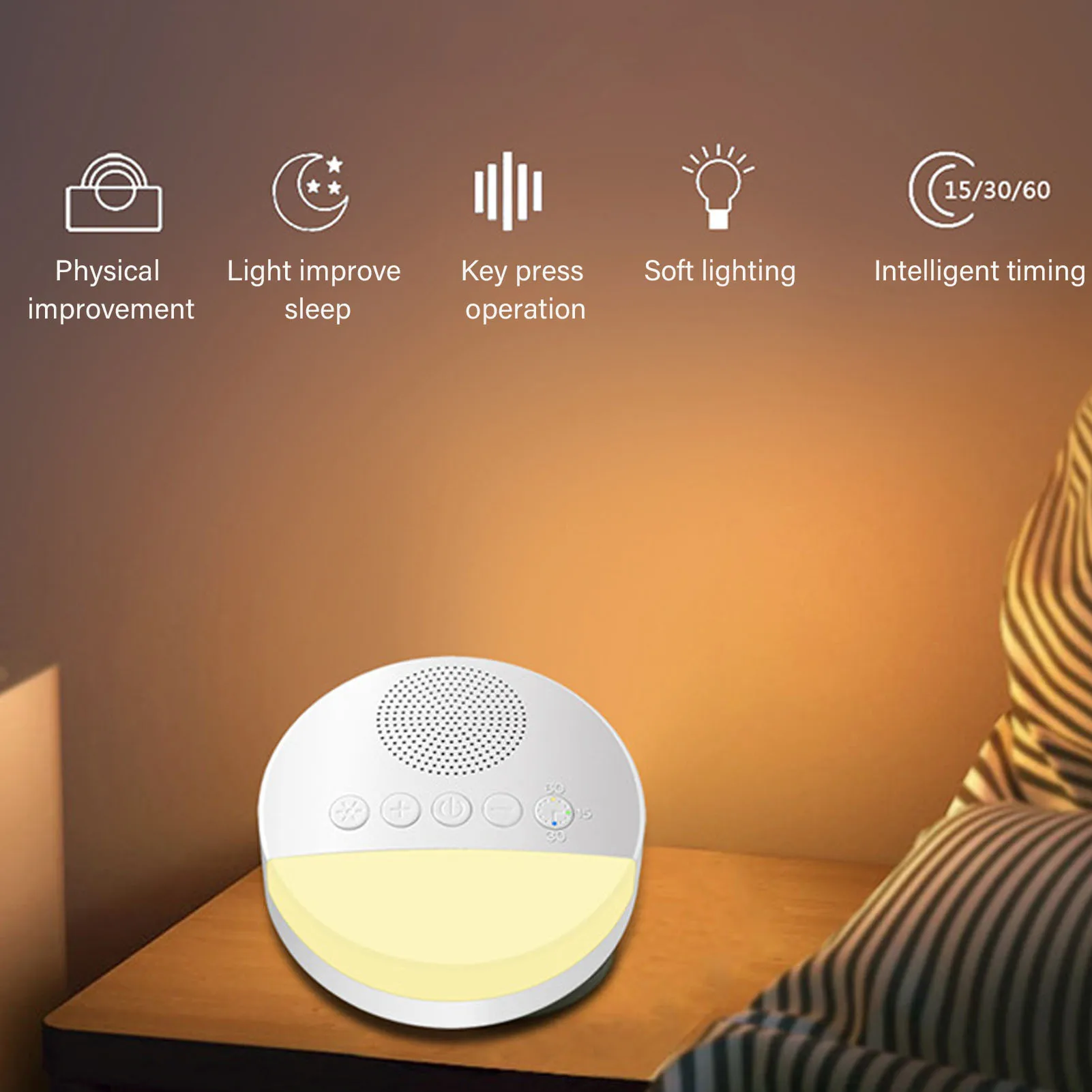 Baby White Noise Machine USB Rechargeable Timed Shutdown Baby Sleep Sound Machine with Reading Book Lamp Night Light