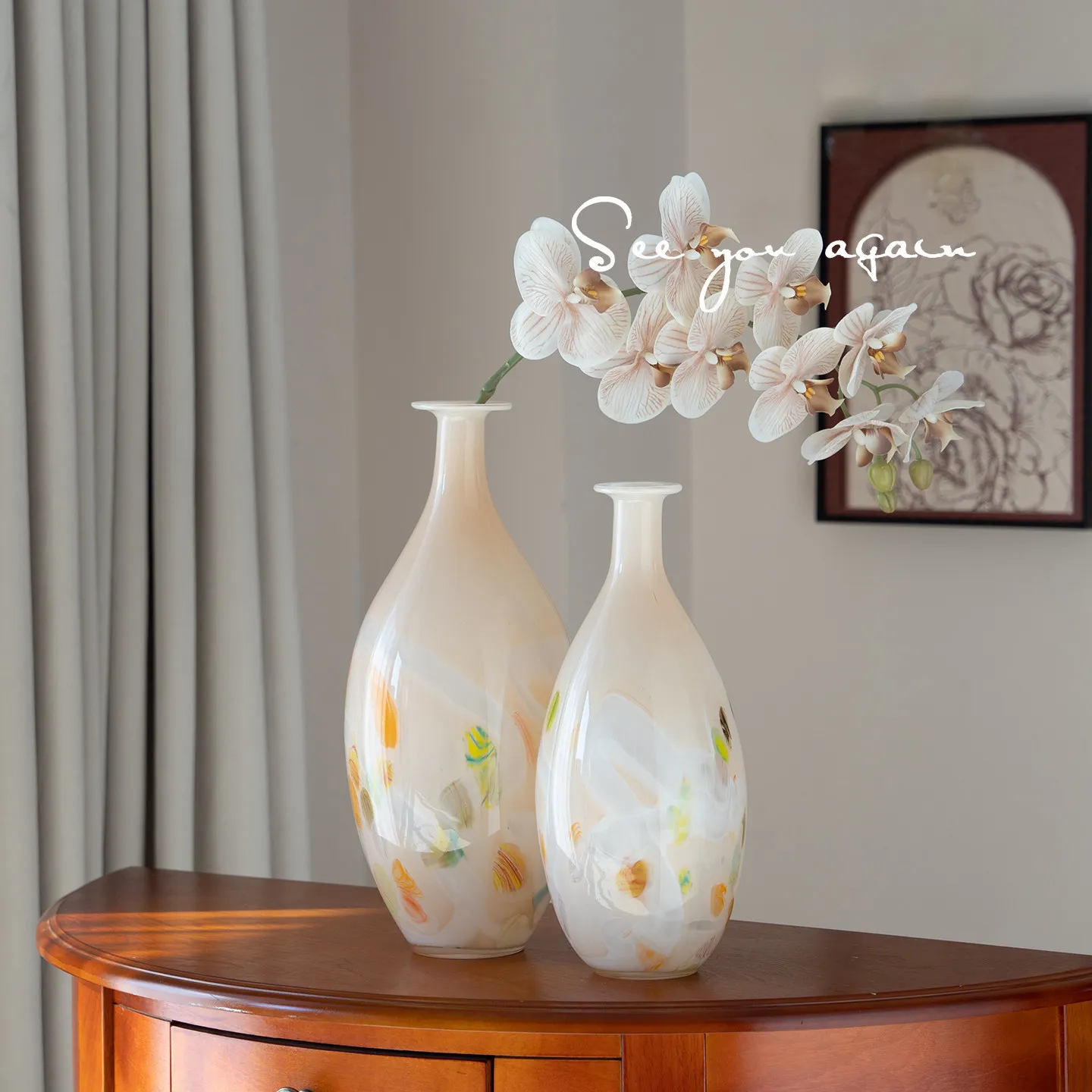 Vase French Medieval Style Glazed Flower Ware Retro High-end Living Room Flower Arrangement Large Floor-to-ceiling Dining Table