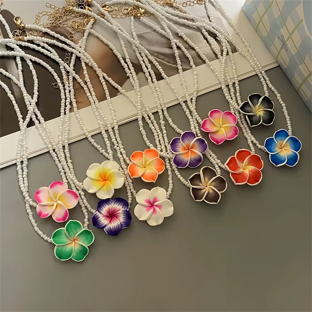 Korean Fashion Folwer Choker Necklace for Girl Women Colorful Trendy Handmade Jewelry Gift for Party Holiday Wholesale Dropshipp