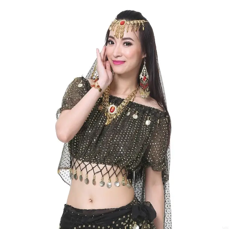 

X4yc Dance Costume для женщин с танцами живота монеты топы карнавальщики танцовщицы