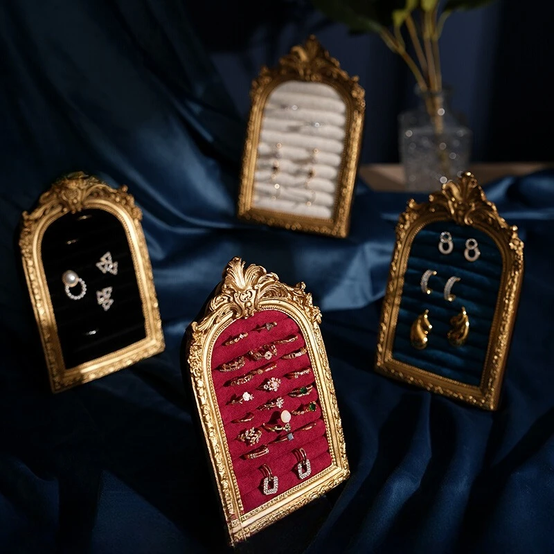 

Стенд для демонстрации ювелирных изделий Ретро фоторамка Моделирование Замша Хранение Бытовые кольца Серьги Стенд Реквизит для съемки ювелирных изделий