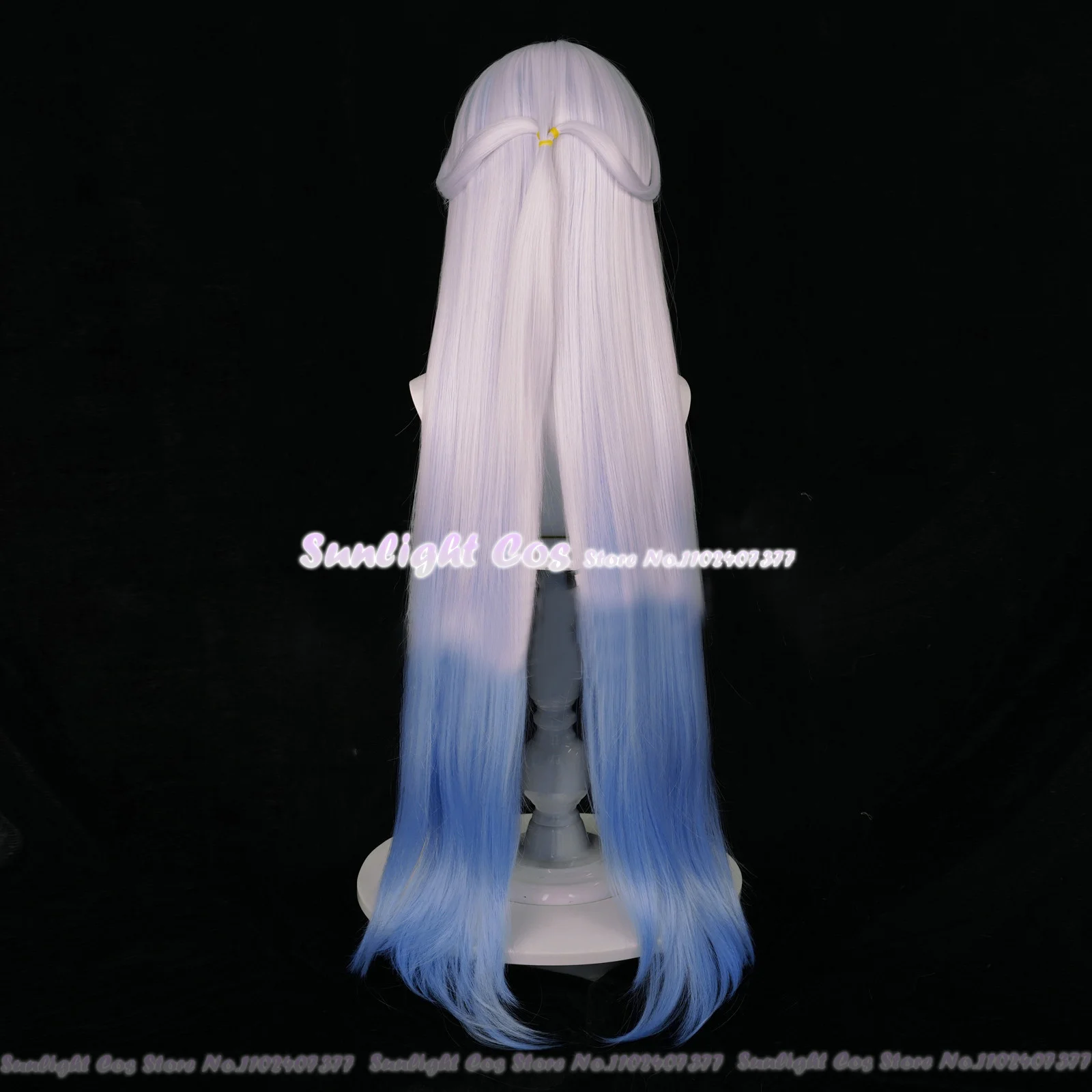 Jingliu Cosplay Pruiken Jingliu Cosplay Pruik 96Cm Zilver Wit Blauw Pruiken Hittebestendig Synthetisch Haar Anime Pruik