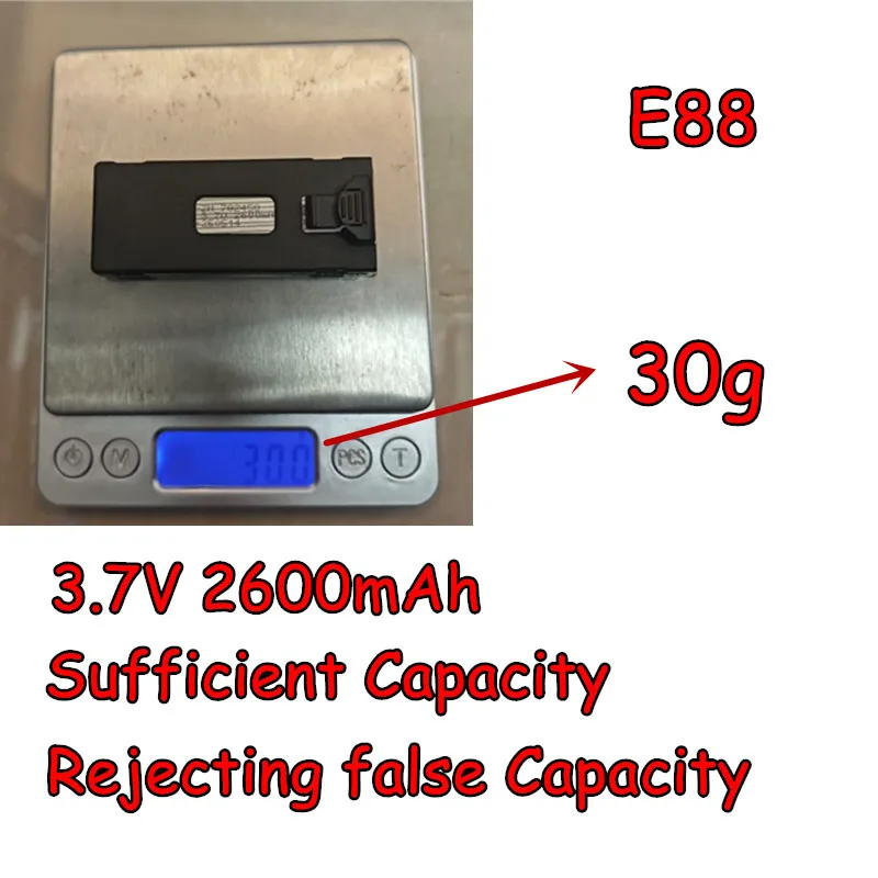 3 Batteries Li-ion 3.7V 1800mAh 25C Pour Drones E88 E88PRO E88MAX, E99, P1, Etc. - Rechange RC