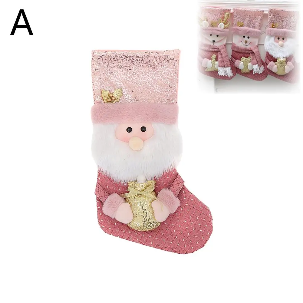 Christmas Stockings Socks Pink Sequins Plush Decoration Decor Year Gift Hangings 2025 New Bag Candy Xmas Christmas Socks V9U2 image 3
