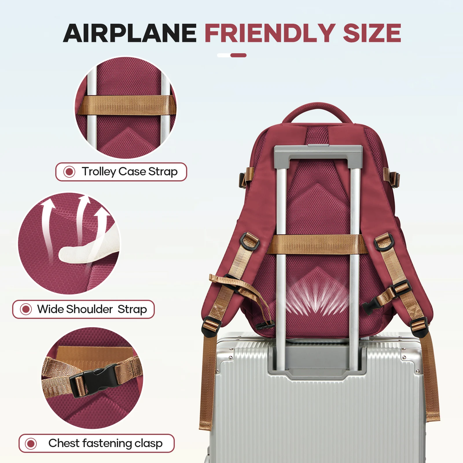 أكياس تخزين مفرغة مع حقيبة ظهر للسفر للرجال والنساء، حقيبة ظهر مفرغة للهواء لطائرة السفر، حقيبة ظهر Ryanair 40x20x25 المقصورة #6