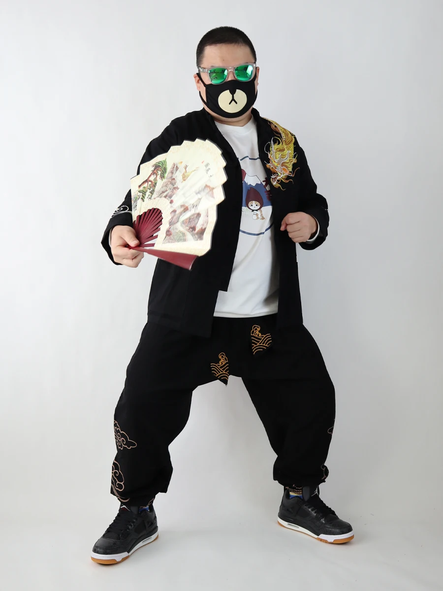 

Осенний костюм дяди Kool с вышивкой «Хмара дракона» и пуговицами, новый национальный тренд, ретро-костюм Хаоме Ханфу Тан