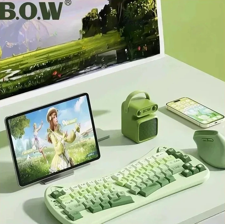 

BOW K666D Bluetooth Wireless Keyboard Multi Media Button Ergonomic 68 Keys cute for Win/Android/iOS/ OS Keyboard for girls