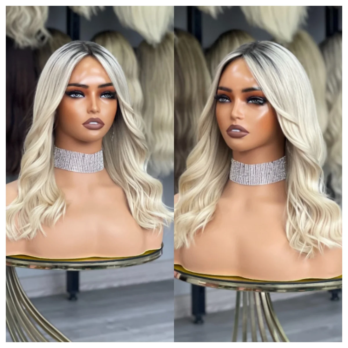 

Платиновый блондин, длинный парик для тела с темными корнями, термостойкий синтетический парик для женщин, косплей, повседневная бесклеевая одежда для прогулок