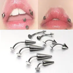 SaYao 2 Pieces 16G 1.2mm Curved Lip Ring Ball Spike Labret Rings Rook Ring Flat Rings Tragus Helix Body Piercing Jewelry