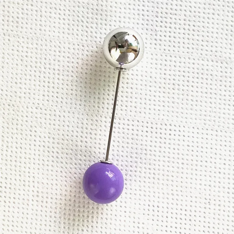 Candy Colors Double Ball Brooches Pins DIY Clothing Lapel Pin Imitation Pearl Long Pole Brooches For Women Scarf Clip Accessorie