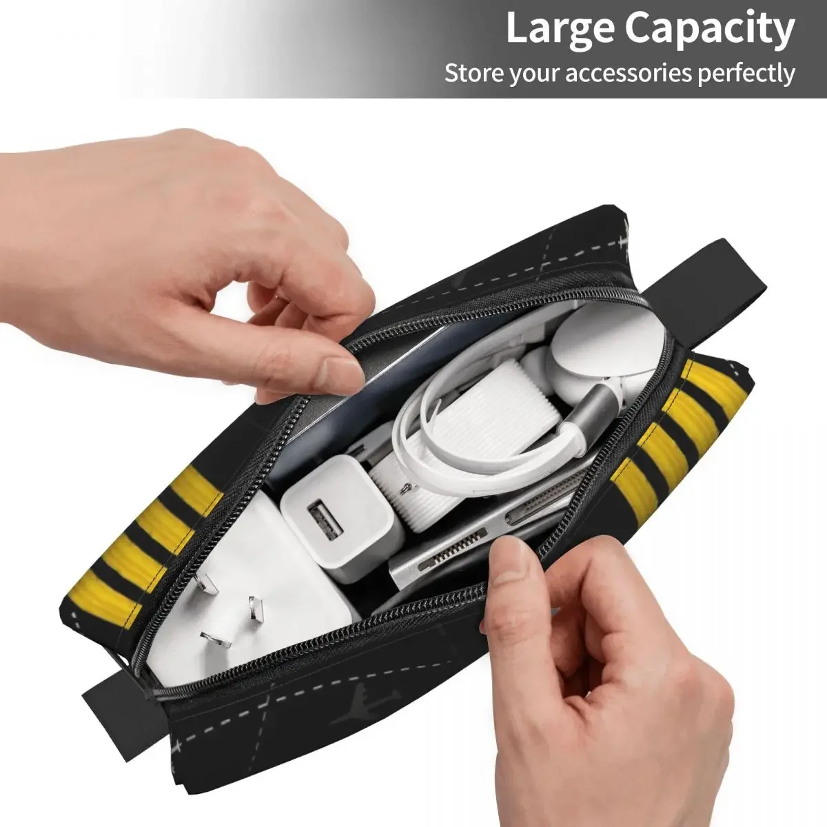 Airplane Flight Routes Stripes Toiletry Bag Aviation Aviator Pilot Makeup Cosmetic Organizer Lady Beauty Storage Dopp Kit Case