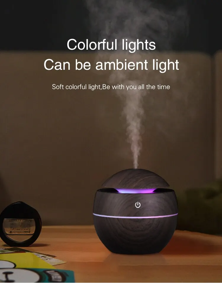 Humidifier Electric Air Aroma Diffuser Wood Ultrasonic Air Humidifier Essential Oil Aromatherapy Cool Mist Maker for Bedroom