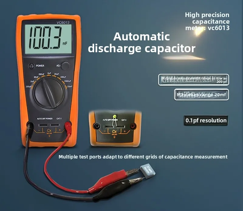 Capacitance Meter VC6013 Automatic Discharge Anti-burn Handheld Digital Capacitor Special Meter