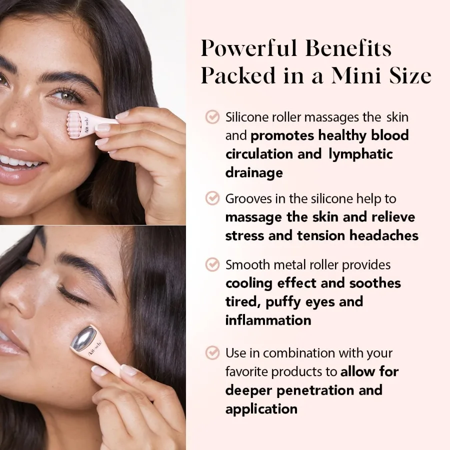 Mini Facial Roller Ice Face Roller Skin Care Tool Set for Women Face Massager for Puffy Eyes Cold Therapy Lymphatic Drainage Ma