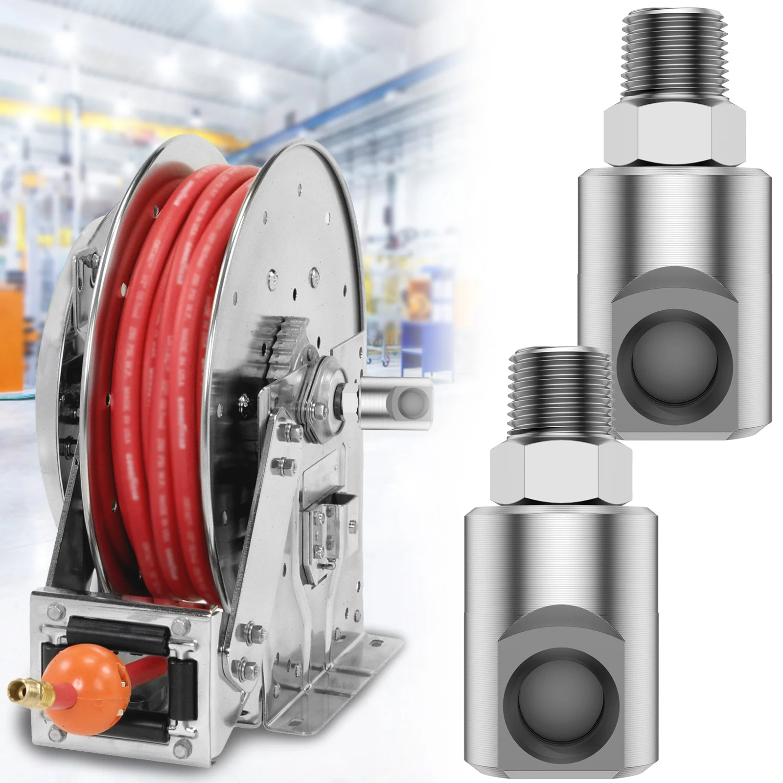 

Garden Hose Reel Swivel Fitting 5000PSI Max 304 Stainless Steel 1/2inch MXF Heavy Duty Hose Reel Part Fitting with Grease Zerk