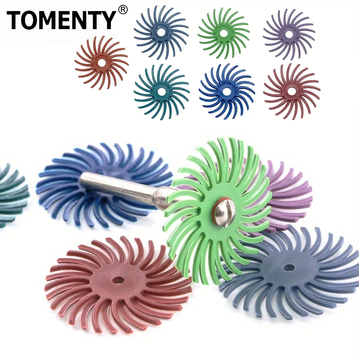 

10Pcs/lot Dental Spiral Polishing Wheels 80~600 Grit Teeth Rubber Polisher Composite Resin Diamond 25mm Disc Flex Brush Burs