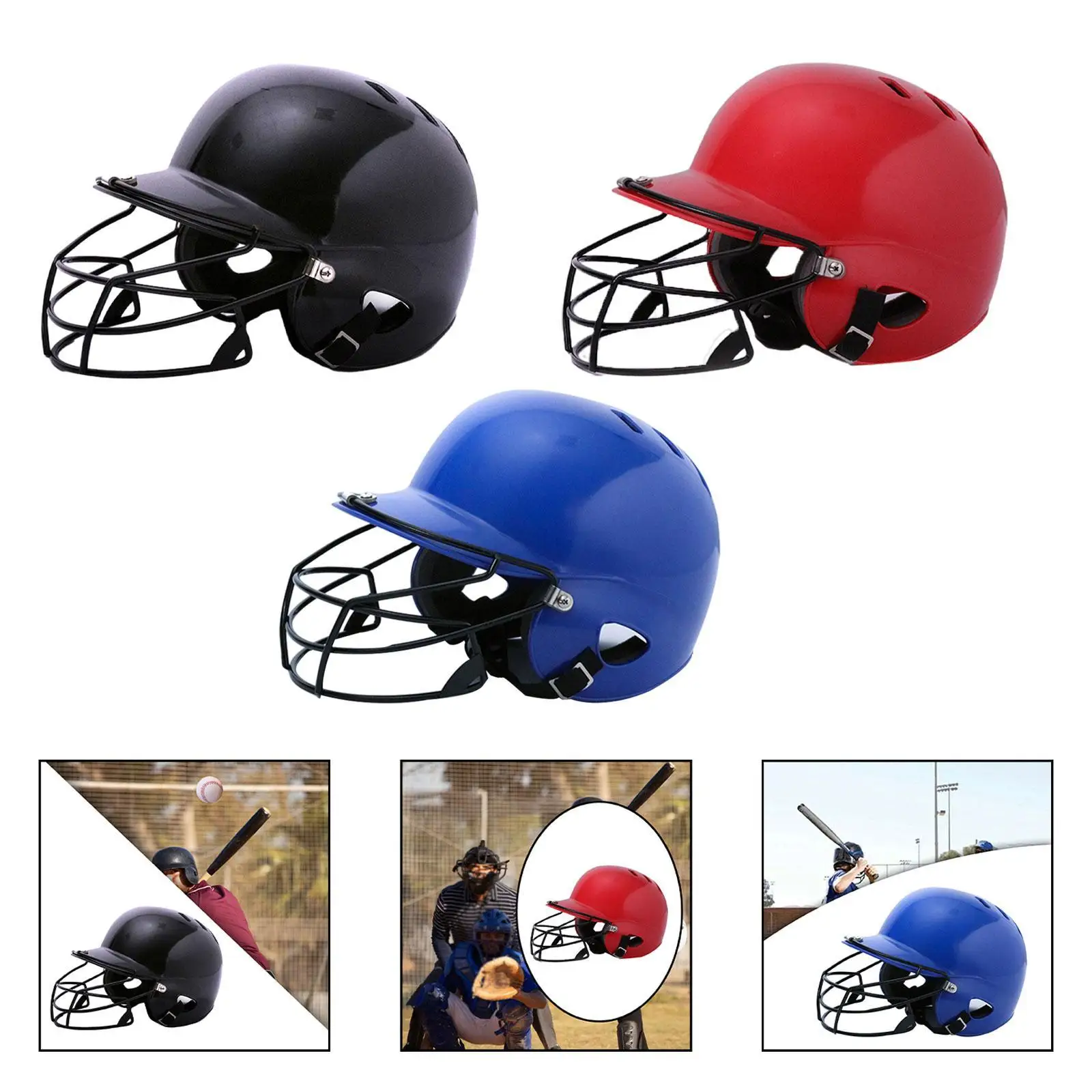 Baseball Helmet for Kids Ventilation Holes Guard with Facemask Softball Helmet for Game Training Tournament Outdoors Sports