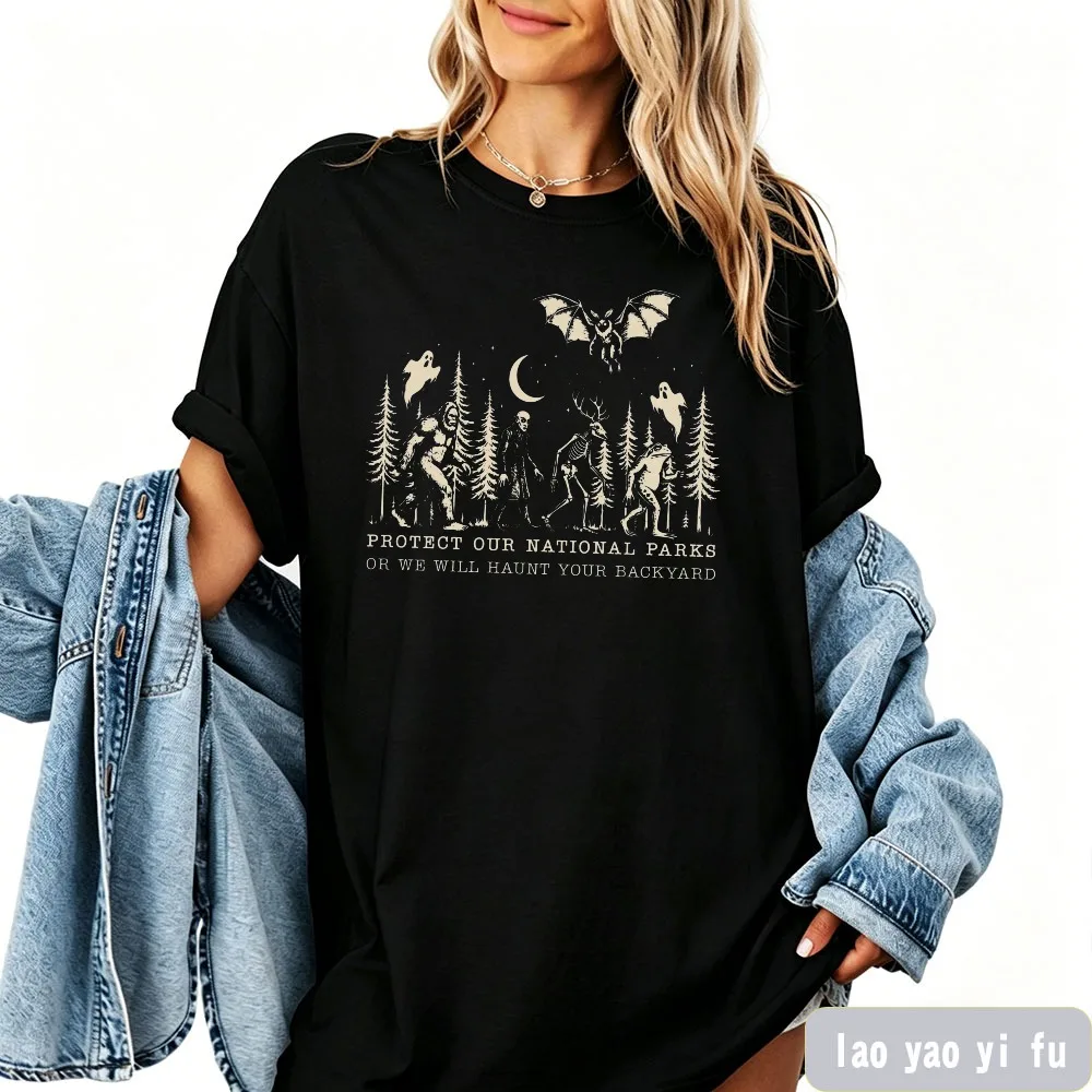 Mothman Shirt Cryptid Tops Wendigo Women Tee Vampire Gifts Folk Horror Clothing Alt National Park Tees Short Sleeve Shirt Tops