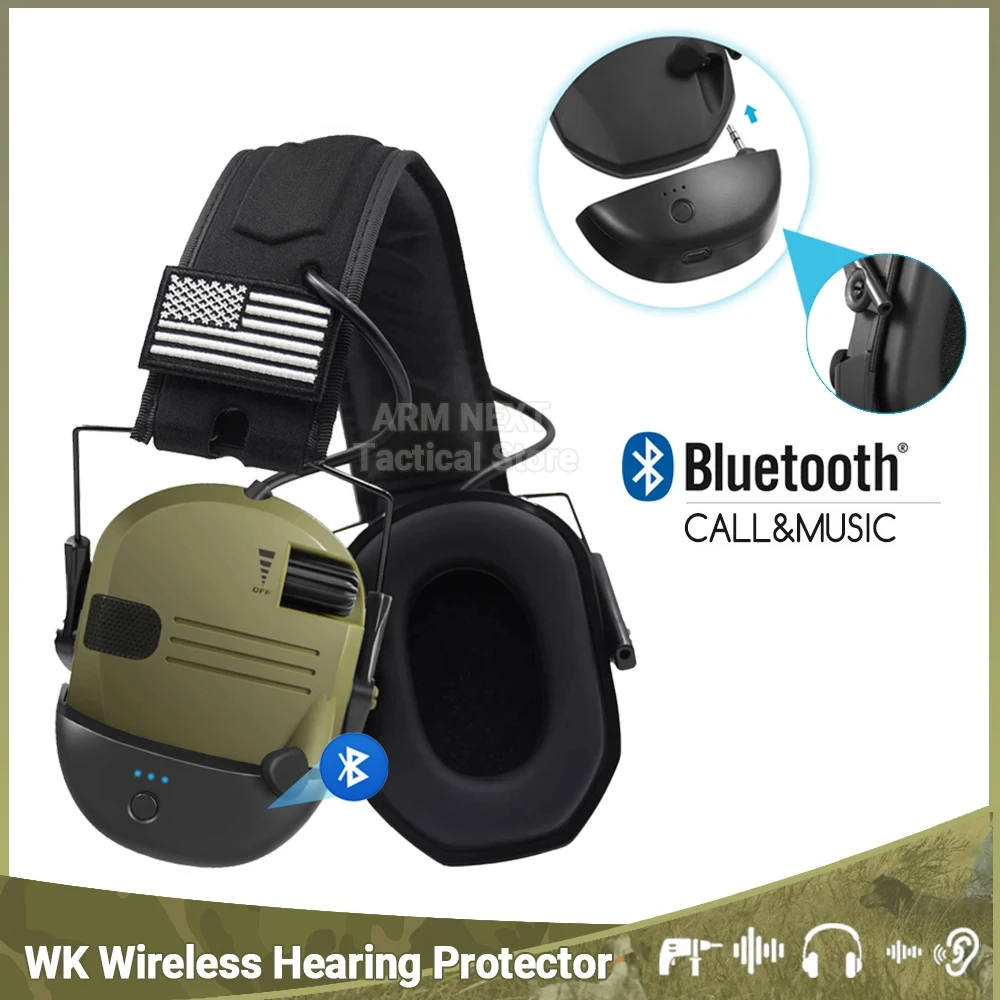 Wireless Tactical Electronic Shooting Earmuff Anti noise Headset Sound Amplification Hearing with Bluetooth adapter