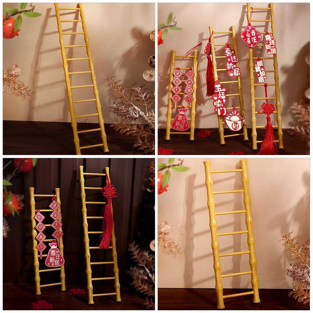 

3Pcs Decorative Wooden Ladder Craft Elegant Home Office Decor Miniature Wood Ornament Housewarming Gift Chinese Style Ladder