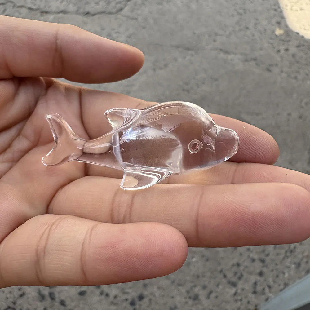 Custom Handcrafted Natural White Crystal Dolphin Figurine - Gemstone Animal Statue Tabletop Decor for Healing