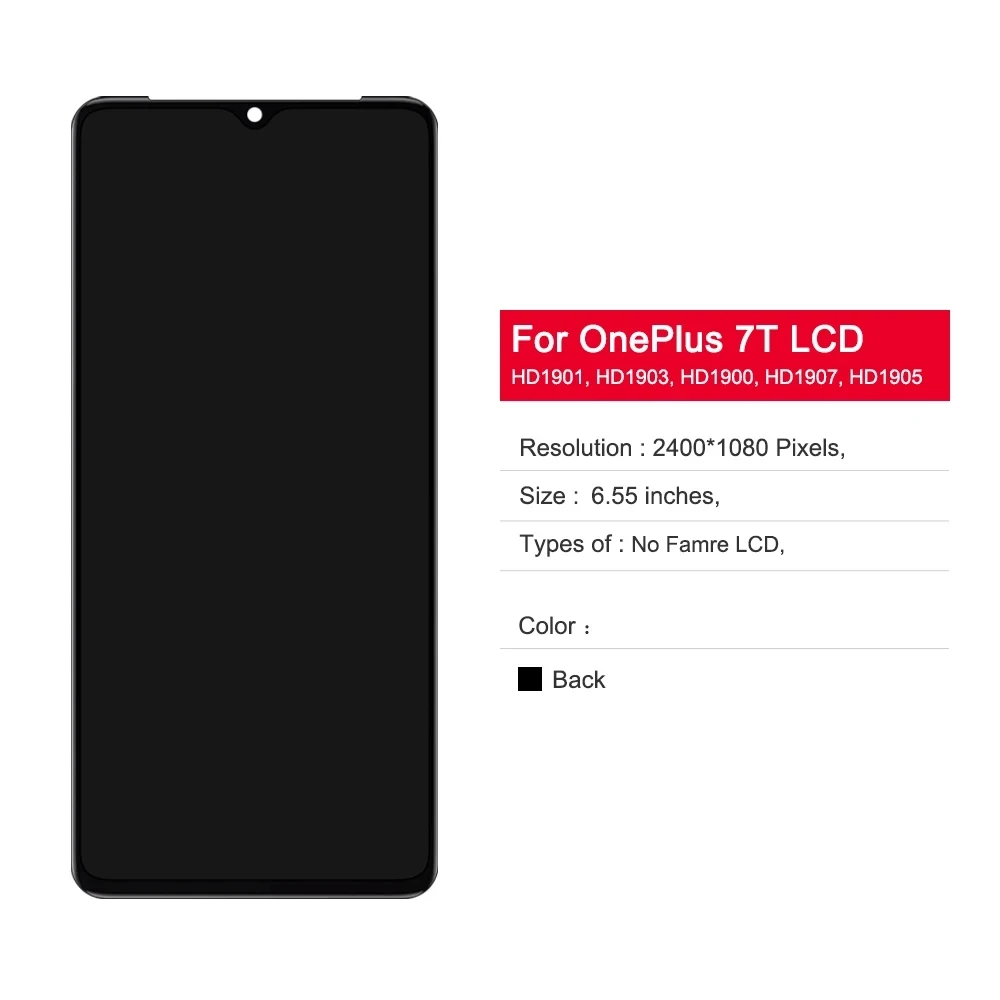 Super AMOLED Lcd For Oneplus 7T LCD DisplayTouch Screen Digitizer Assembly with Frame LCD Screen For One Plus 7T 1+7t screen