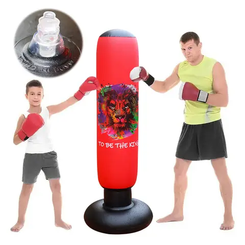 Kids Inflatable Punching Bag Free Standing Boxing Bag Lightweight Bounce-Back Punch Bag PVC Tumbler Sandbag for Stress Relief