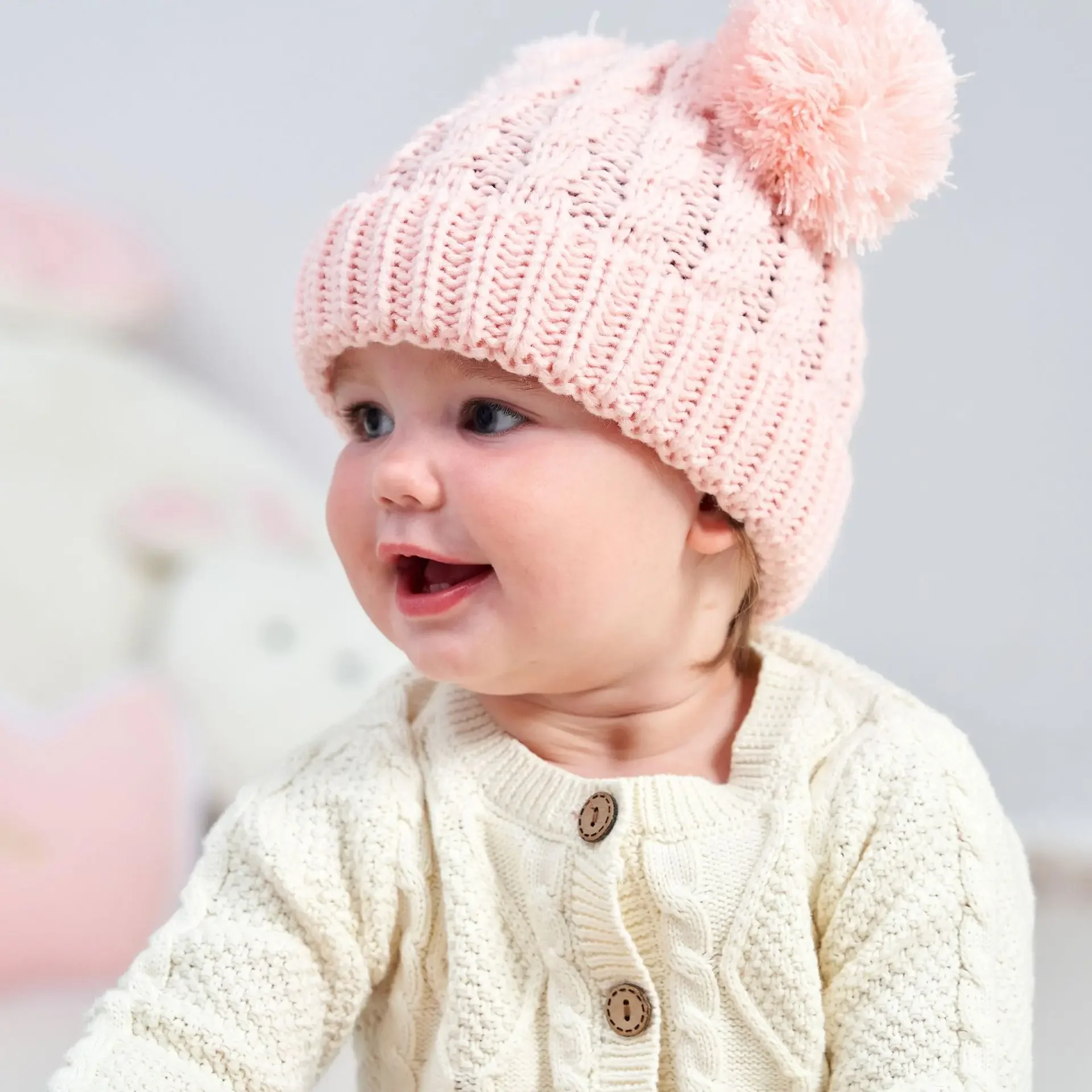 Herbst Winter Baby Hut für Mädchen Mütze Motorhaube Kinder niedlichen Pompons Strick mützen solide Neugeborenen Accessoires wärmer Zeug Kleinkind