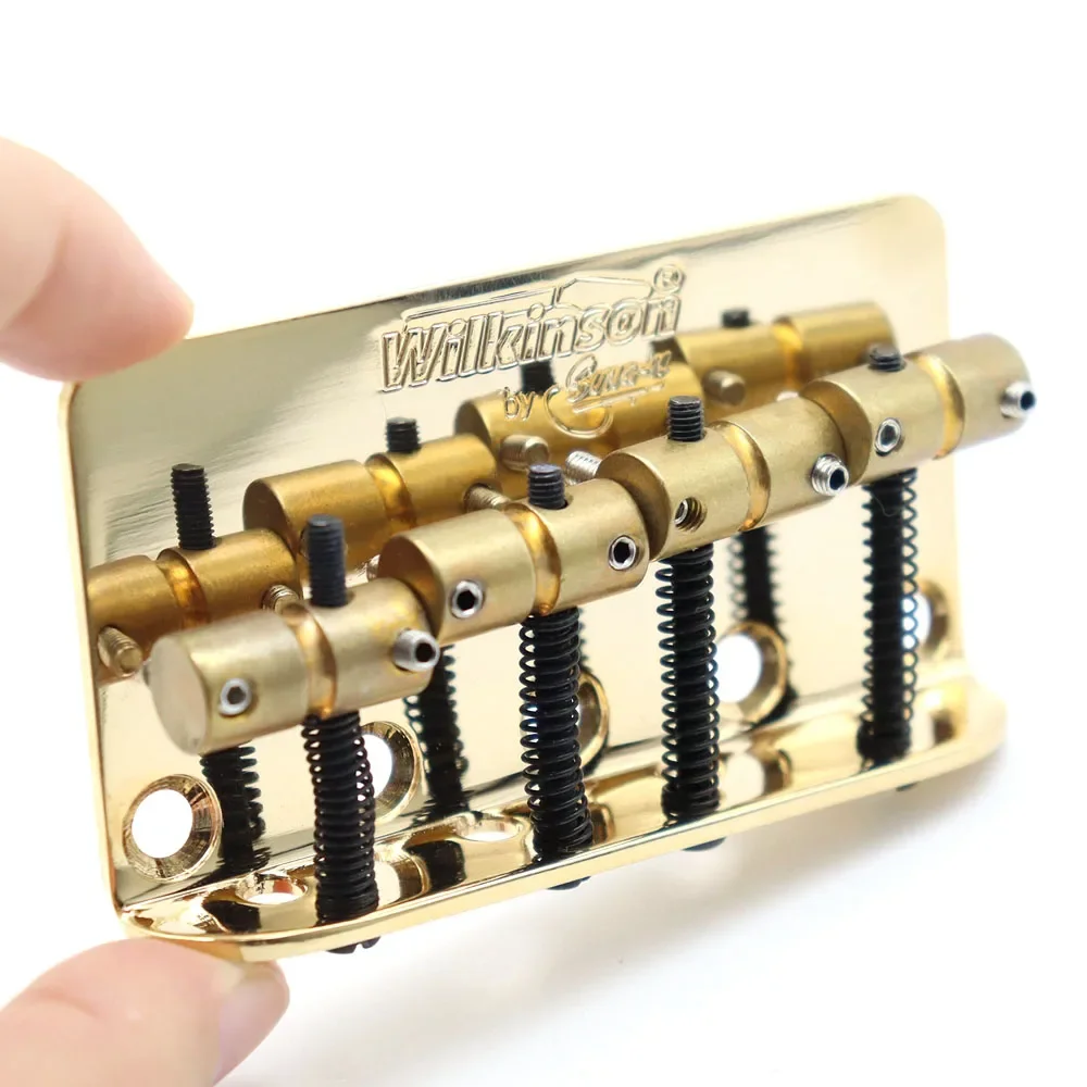 

1set Electric Guitar Bridge 4 string Bass Bridge Brass Saddles Steel Plate Precision Wilkinson WBBC