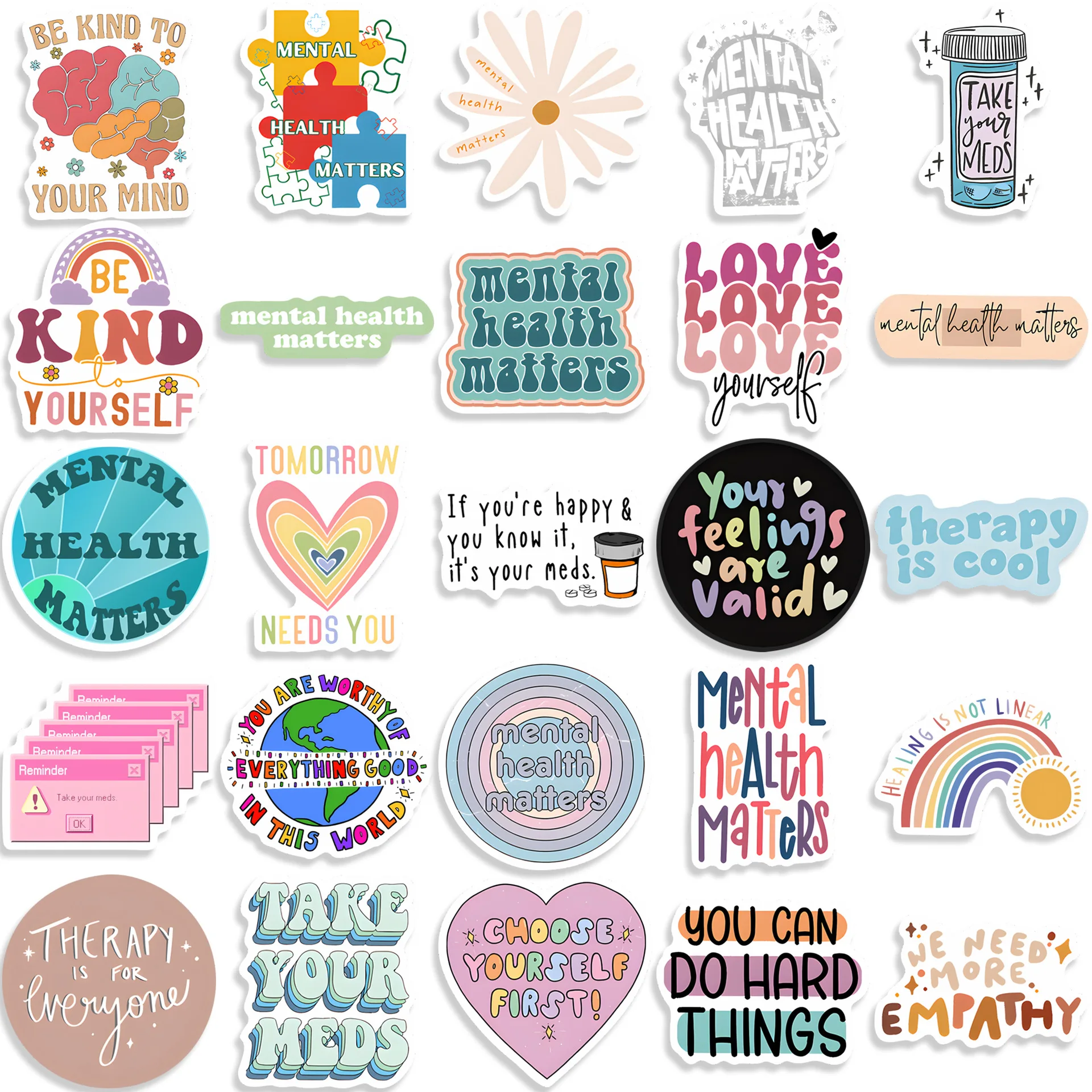 50PCS Psychological Health Encouragement English Positive Short Sentence Graffiti Stickers for Bicycle Hand Account Pencil Case