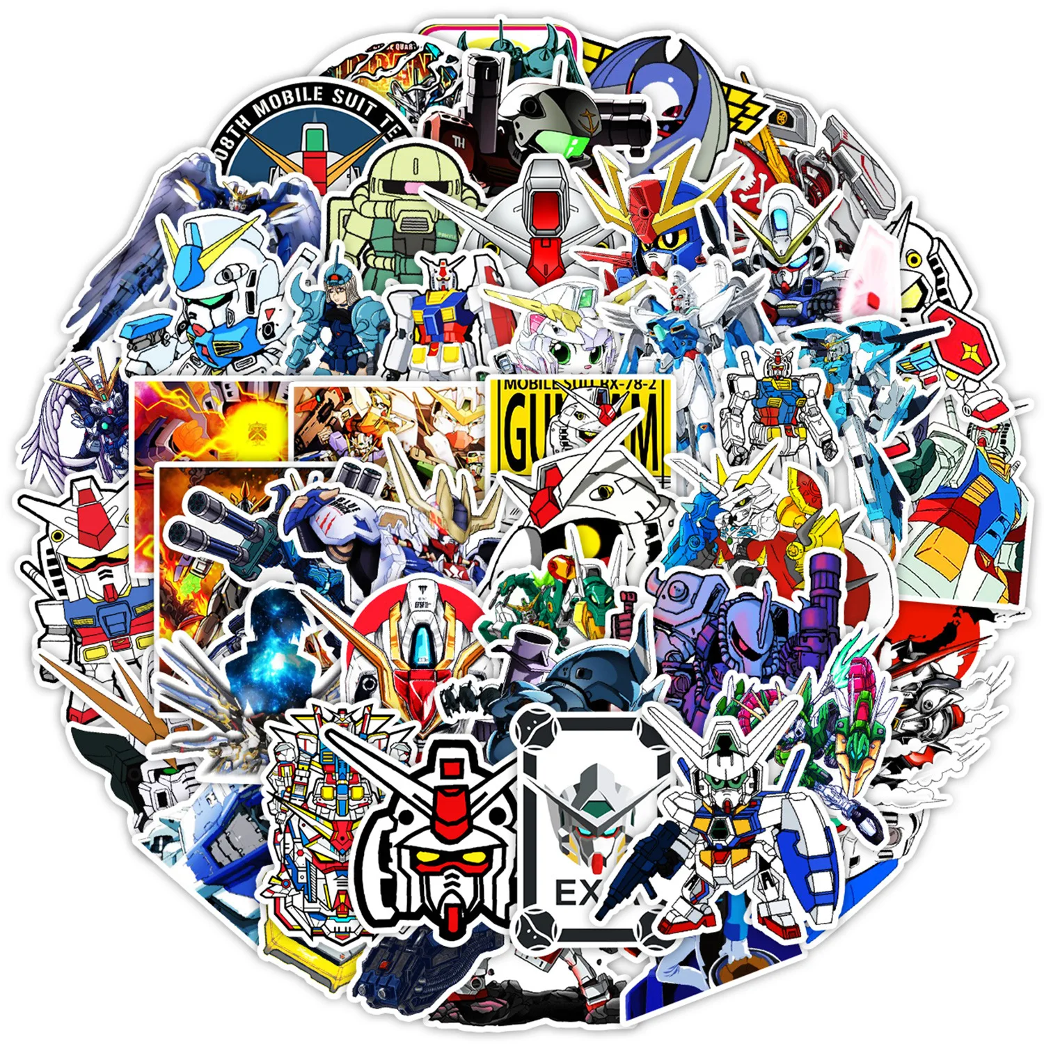 50Pcs Gundam Decorative Car Cup Skateboard Waterproof Stickers