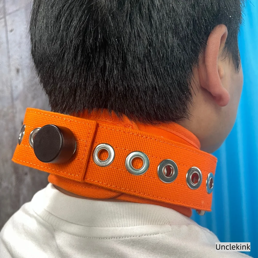 دعامة الرقبة لمصحح الوضعية وآمن المريض وياقة عنق الرحم القابلة للتعديل مع قفل مغناطيسي لقيود الرقبة البرتقالية