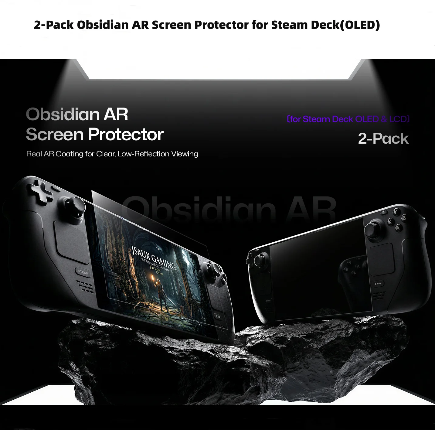 steam-deck-steam-deck-oled用反射防止arスクリーンプロテクター、2枚組ウルトラ10h硬度、ガイドフレーム付きで簡単に装着可能