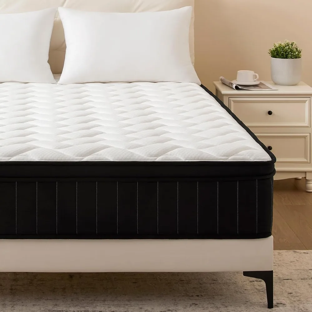 

Queen Mattress 12 Inch Hybrid Mattresses with Memory Foam - Mattress in a Box with Individual Pocket Spring - Medium Firm Sleep