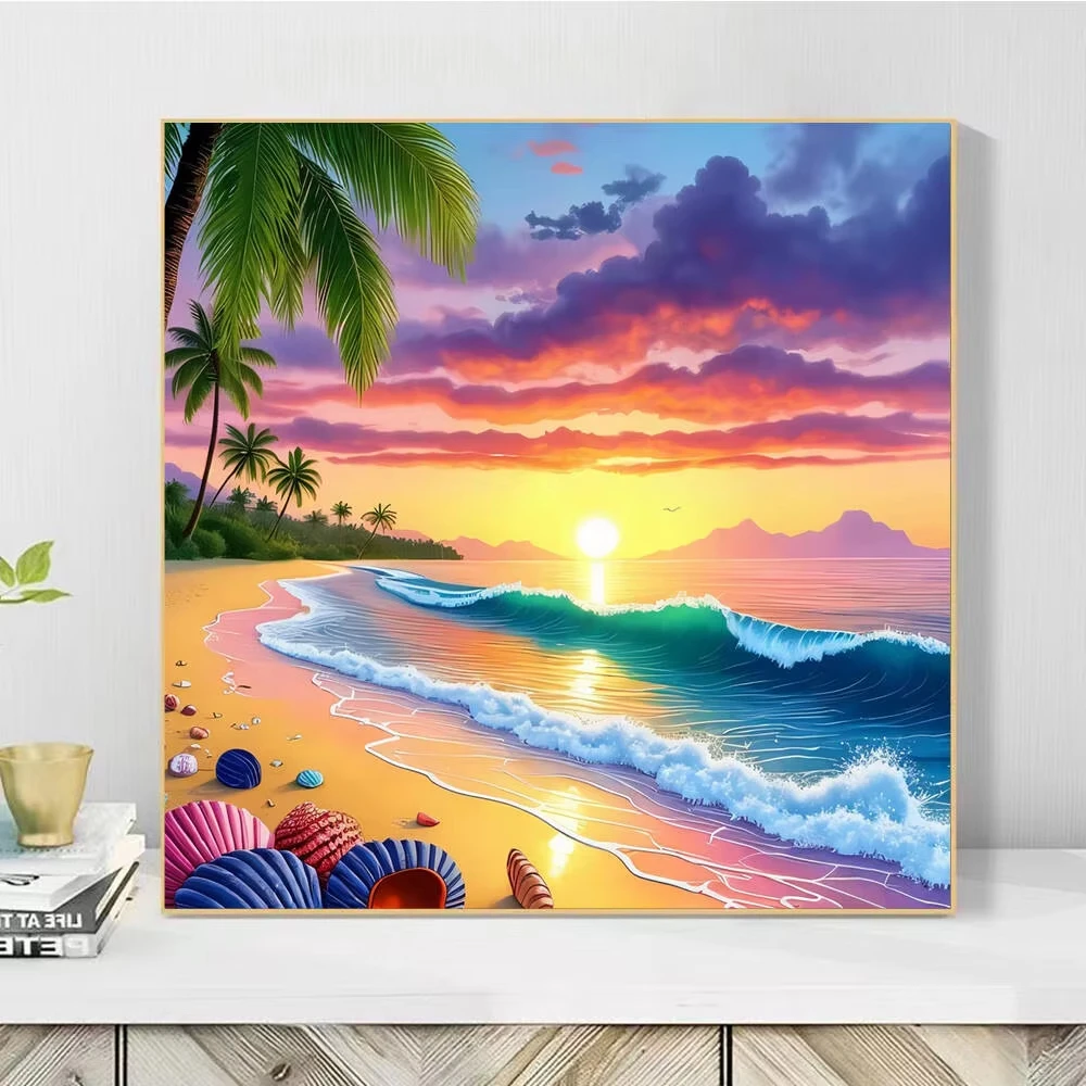 DIY Painting By Numbers Seaside Landscape No Frame Pictures By Numbers Sunset On Canvas New Arrivals Unique Gift