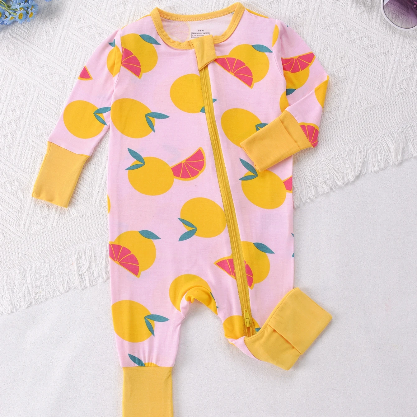 Newborn Baby Bamboo Fiber Romper Pajamas Cartoon Print Onesie Long Sleeve Rompers Soft & Cozy Toddler Spring Summer Casual Pjs view 6