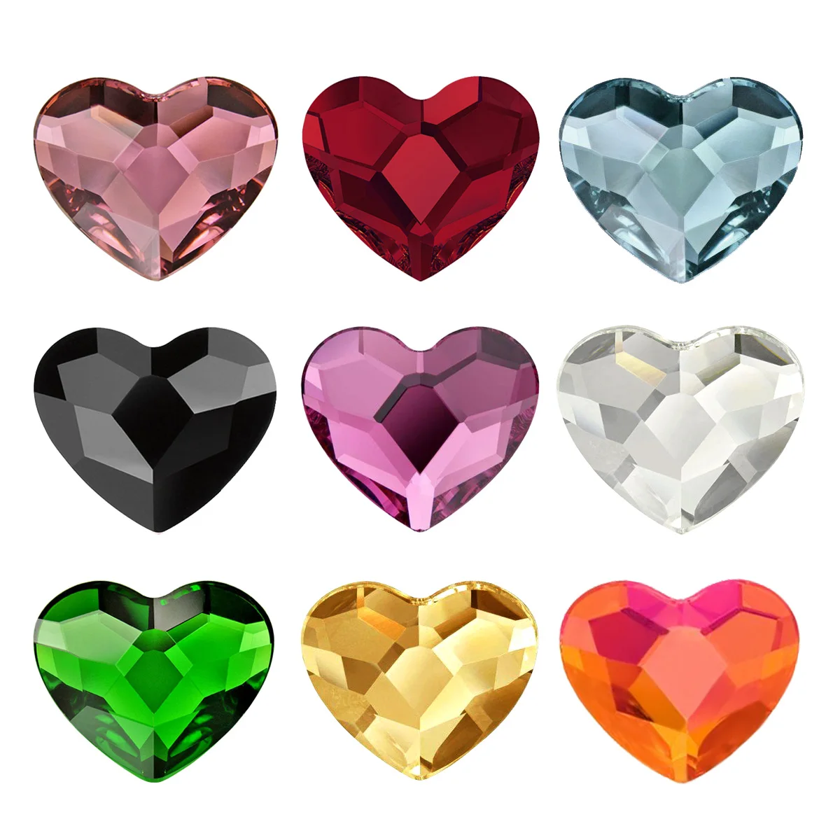 Flat back Crystal Heart Nail Pixie Rhinestones For Nails Art Decorations Glass Stone Manicure Strass Gem for Nail Art Garment