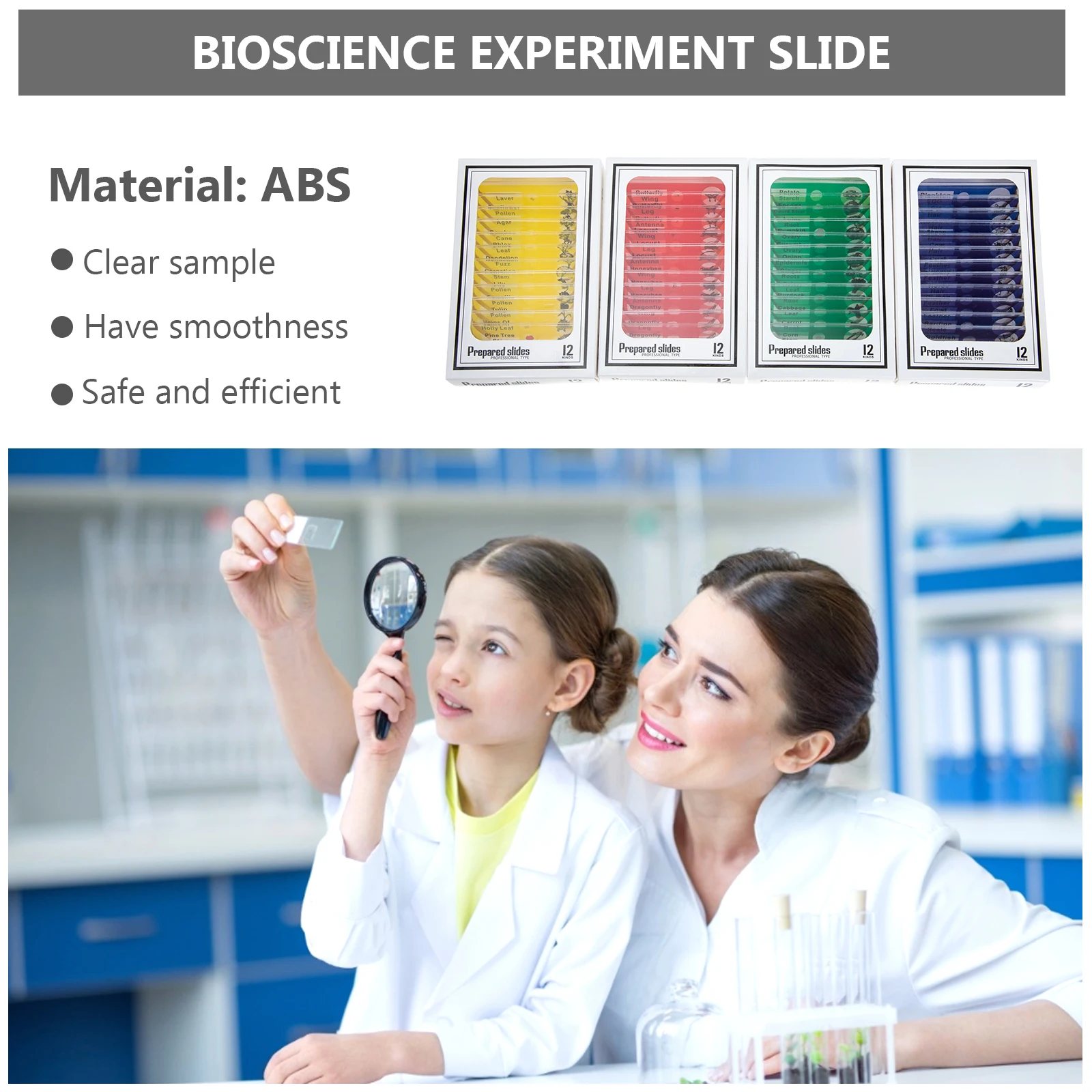 

48 Pcs Microscope Gadgets Kids Handheld Travel Children's Biology Slides Prepared Microscope Slides Biological Specimen Slides