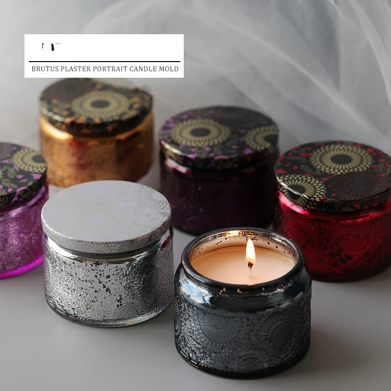 

Candle Jar Creative Relief Candle Cup Handmade DIY Classic Fragrance Candle Wax Glass Empty Cup Candlestick Candle Tin