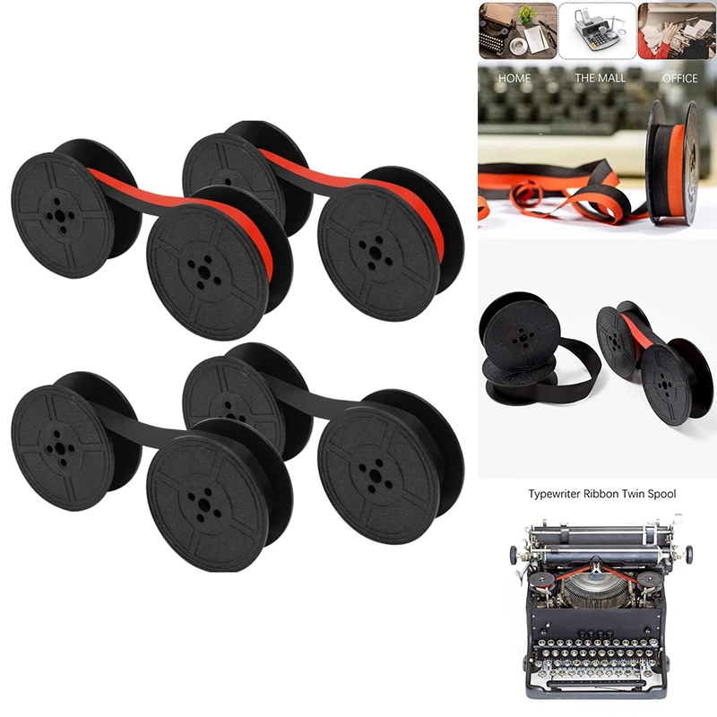 Universal Typewriter Ribbon Twin Spool Typewriter Ribbon Replacement For Most Typewriter (Black-Red,Black)