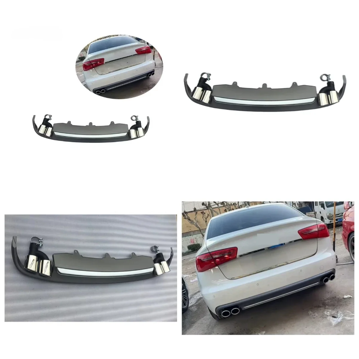 

BP Car Parts S6 Rear Diffuser Tailpipe for A6 C7 Rear Bumper 2012 2013 2014 2015